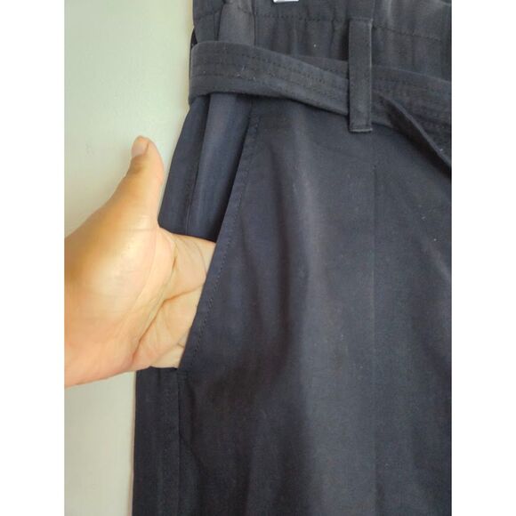31 Phillip Lim Black 100% Cotton Paper Bag Straight Leg Tie Waist Trousers sz 2 - Picture 6 of 10